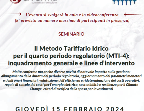Il Metodo Tariffario Idrico per il quarto periodo regolatorio (MTI-4): inquadramento generale e linee d’intervento